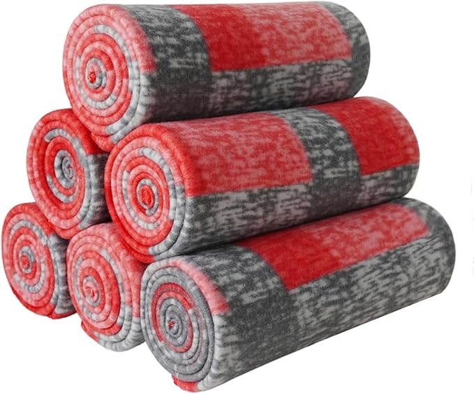 ZYFZCYBL Fleece Throw Blankets for Couch Bulk Lightweight Warm Soft Cozy Blanket 6 Pack Bulk Fleece Blanket Solid for Bed Couch Office Gifts Outdoor 50 x 60 inch （Red and Grey）