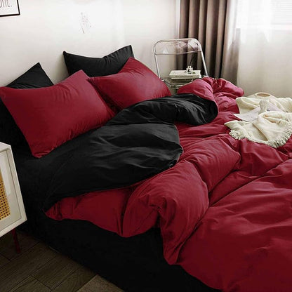 Nanko King Size Comforter Set Red and Black, All Season Soft Reversible Down Alternative Duvet Insert, Microfiber Filling Bed Sets, Modern Farmhouse Bedding Sets in a Bag for Women Men 104 x90 3 PCS