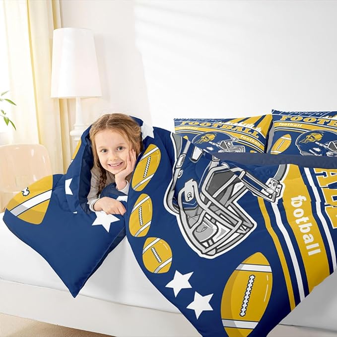 Feelyou Football Bedding Set Women Men Full Size Rugby Sports Comforter Set Sports Themed Boys Girls Football City Duvet Quilt Bedroom Decor