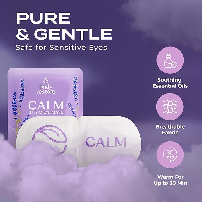 Body Restore Heated Eye Mask for Dry Eyes 5 Pack – Self Heating Warm Compress, Valentines Day Gifts for Her and Him, Birthday Gifts for Women and Men, Stye Eye Treatment, Relaxation – Lavender