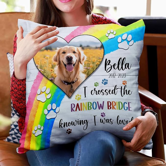 Custom Pet Memorial Throw Pillow (Insert Included), Photo Pillow, Pet Loss Gifts Sympathy Gifts For Pet, Pet Memorial Pillow Cover, Pillow Pet Dog, Dog Memorial Gifts For Loss Of Dog, Square Pillows