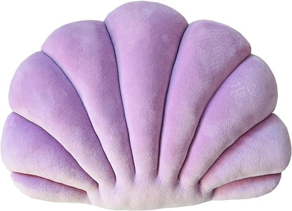 YRXRUS Seashell Pillow, Light Purple Shell Shaped Pillow, Outdoor Indoor Room Decor, Ocean Series Velvet Pillows, Throw Pillows for Patio, Bedroom Living Kids Room 3D Insert Pillow 18x13 Inch