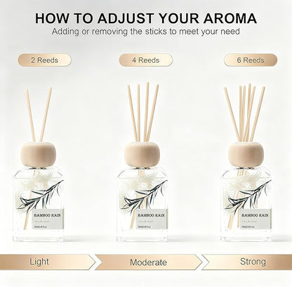 Reed Diffusers for Home, Bamboo Rain Scent 100ml （3.38oz） | Long-Lasting Natural Scented Oil for Use in Home, Bathroom, Office & Room Decor | Aromatherapy Air Freshener