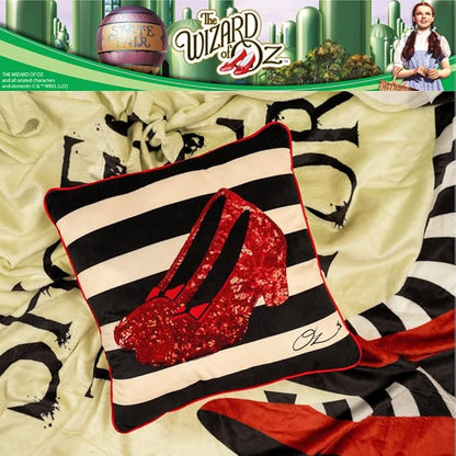 Collectibles The Wizard of Wicked Witch Ruby Slippers Sequin Bedding Super Soft Plush Decorative Throw Pillow, 16 in X 16 in, (Officially Licensed Product) by Franco