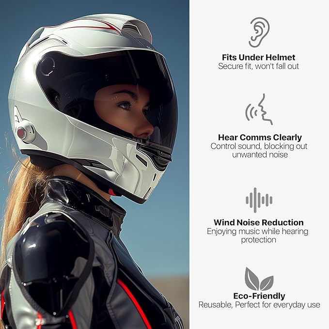 Motorcycle Ear Plugs 2 Pairs, Wind Noise Reduction & Prevent Hearing Damage, Comfortable Reusable Earplugs for Motorsports, Touring, Racing, Riding, Shooting, 2 Sizes Fit All Ear-Canal, 25 dB Earbuds