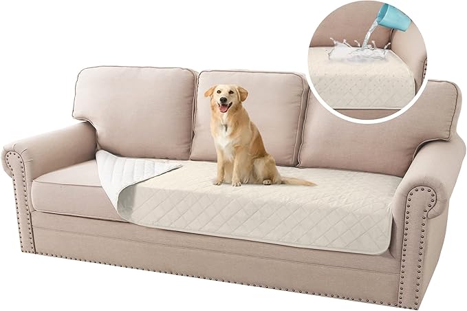 H.VERSAILTEX Couch Cover for Dogs Washable 100% Waterproof Sofa Cushion Cover Dog Bed Cover Non-Slip Pet Blanket for Sofa Cushion Protector, 35" x 74", Ivory