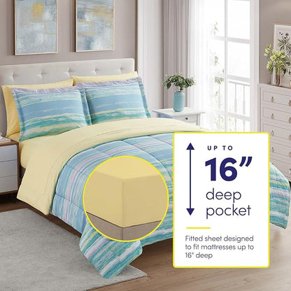 Sweet Home Collection 5 Piece Comforter Set Bag Solid Color All Season Soft Down Alternative Blanket & Luxurious Microfiber Bed Sheets, Sorento, Twin