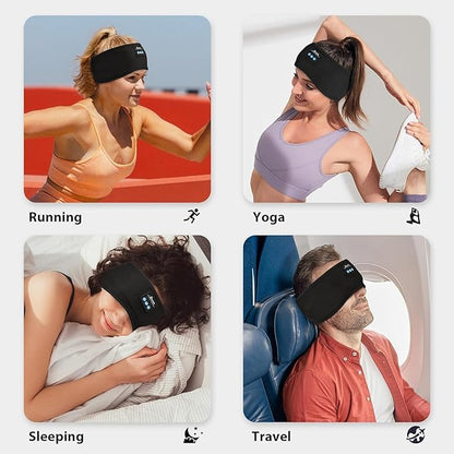 2-Pack Adjustable Headband Headphones, Sleeping Headphones, Bluetooth Headband with Thin Speakers Mic for Men Women, Yoga, Running, Workout, Travel
