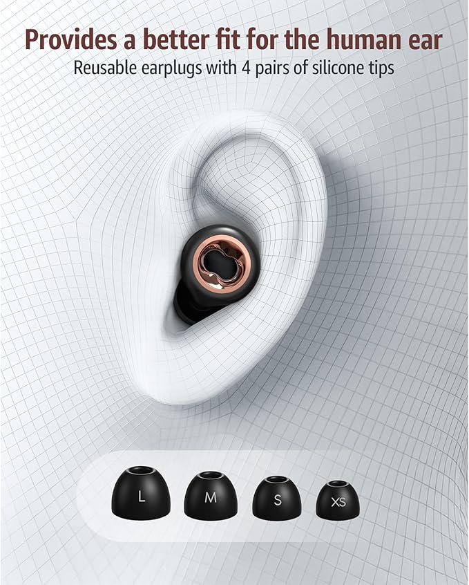 Sleeping Ear Plugs: 45DB Noise Cancelling Ultra-Comfy Reusable Ear Plug- Silicone Hearing Protection for Concerts & Travel & Snoring-Silicone Hearing Protection Earbuds with 8 Eartips