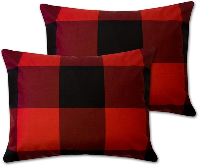 Sweet Home Collection 4 Piece Buffalo Check Plaid Design Reversible to Solid Color with 2 Shams & Throw Pillow, Full/Queen, Burgundy