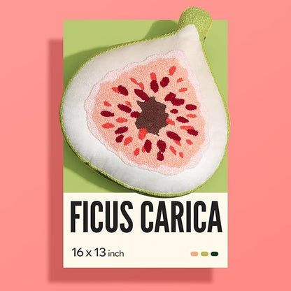 Phantoscope Fruit Shaped Pillow Series - Fig Shaped Throw Pillow, Fun Home Decor of Fruit Themed Cushions, Fall Decorative Pillow for Couch, Bed and Chair, Pink and Green, 15 x13 inches