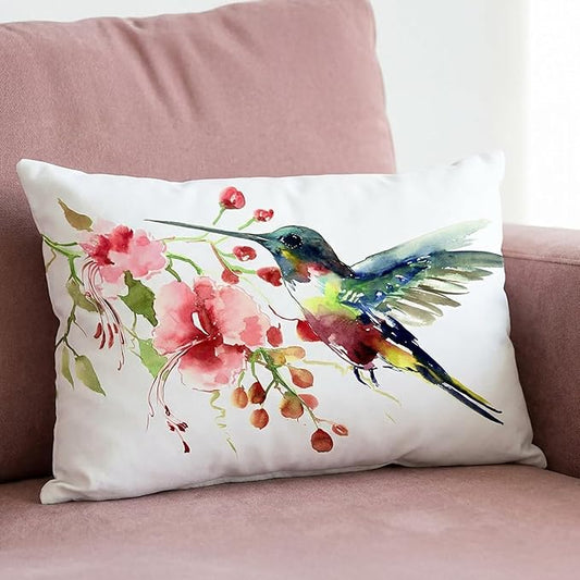 Americanflat 14x10 Throw Pillow with Sewn-in Insert - All-in-One Decorative Pillows - No Cover Needed - Soft and Durable Cushion for Bed or Sofa - Polyester - White