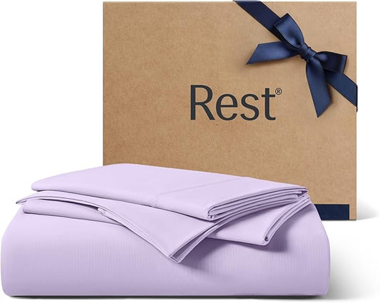 REST® Evercool®+ Starter Sheet Set, Full Size Lavender, Breathable Bed Sheet for Hot Sleeper and Night Sweats, with Pillowcases, Ionic+ Self-Cleaning Silver Yarn for Sensitive Skin, 3PCS No Flat Sheet