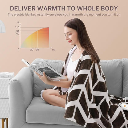 VENTIMI Electric Blanket Heated Throw, 72" x 84" Heated Blanket with 9 Heat Levels & 2 to 10 Hours Auto Off, Fast Heating Blankets with ETL & FCC Certification, Coffee