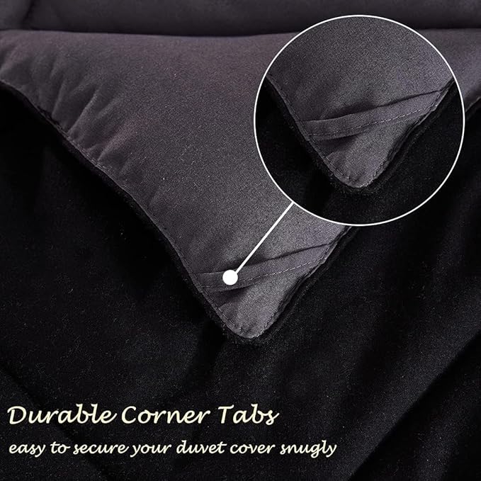 Twin Comforter Set Black - 3 Pieces Luxury Soft and Lightweight Down Alternative Bedding Set Fluffy Blanket Quilt for All Season 1 Comforter(68"×86") & 1 Pillow Sham(20"×26")