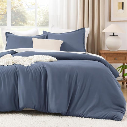 Litanika Comforters Bluish Grey Twin/Twin XL Size, 2 Pieces Lightweight Solid Bedding Set & Collections, All Season Fluffy Bed Set (66x90In Comforter & 1 Pillowcase)