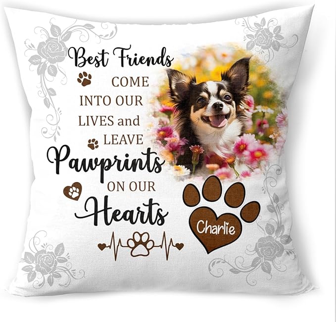 Personalized Pet Photo Memorial Throw Pillow - Insert Included, Dog Loss Sympathy Gift, Custom Pet Pillow Cover