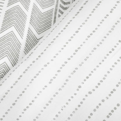 Lush Decor Hygge Geo Reversible 3 Piece Cotton Duvet Set, Full/Queen, Gray & White
