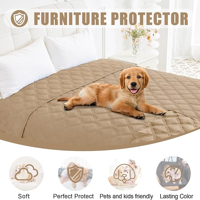 Smiry Waterproof Dog Bed Cover Blanket 52x82, Soft Reversible Pet Blanket, Washable Leakproof Cats Dogs Couch Cover for Sofa, Couch, Furniture, Camel/Camel