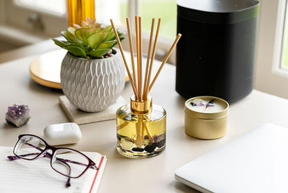 Crystal Infused Reed Diffuser, 4 OZ, Transformation - Amethyst Crystal Infused - Scents of Jasmine, Bergamot, Vanilla, & Cedar - Home Decor, House Warming, Valentine's Day Gift
