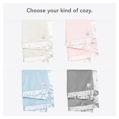 Little Giraffe Posh Mink Baby Blanket - Double-Sided Ultra Soft Plush Fabric, for New Moms, Newborn Must-Have for Girls & Boys, Cozy & Cuddly Comfort Blanket, 29" x 35", Silver