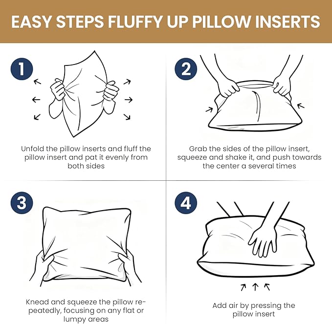 BHZ 22x22 Throw Pillow Insert, Down Feather Pillow Inserts, Decorative Soft Square White 22 x 22 Inch Pillows Insert for Couch Bed Dorm Sofa with Cover