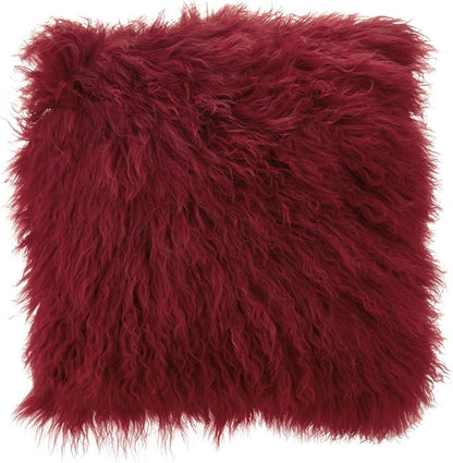 SARO LIFESTYLE Mongolian Lamb Fur Poly Filled Throw Pillow