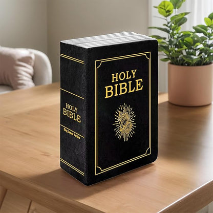 The Holy Bible Pillow Plush- Book Shape, Openable, Cozy Faith Bible Pillow Christian Bible Verse Pillow (Black)