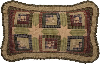 VHC Brands Tea Cabin Rustic King Sham Green Patchwork Cotton Hand Quilted Rectangle Bedroom Decor