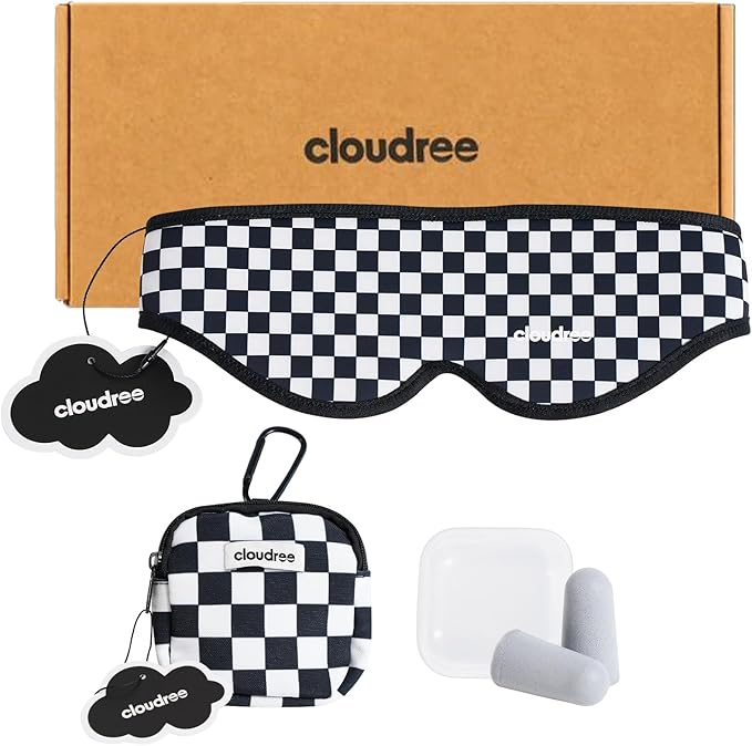 Sleep Mask for Sleeping, Light Blocking Eye Mask with 3D Contoured Nose Design, No Pressure Sleep Mask for Side Sleepers, Travel & Airplane Eye Cover