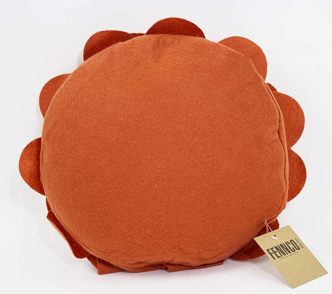 Fennco Styles Eva's Flower Garden Decorative Filled Throw Pillow 13" Round - Terracotta Floral Accent Pillow for Home, Couch, Bed, Living Room, Holiday and Office Décor