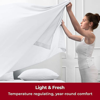 Mellanni Twin XL Sheets Set - 3 PC Iconic Collection Bedding - Hotel Luxury, Extra Soft, Cooling Bed Sheets - Wrinkle, Fade, Stain Resistant (Twin Extra Long, White) (Pack of 2)