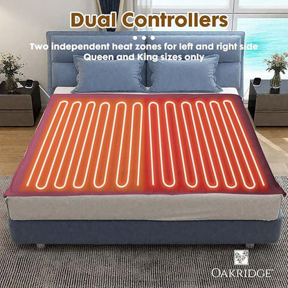 OakRidge Digital Comfort Fleece Heated Queen Blanket - Burgundy, 100% Polyester, Machine Washable, Oeko-TEX Certified, Perfect for Warm Nights, Controlled Heat Settings