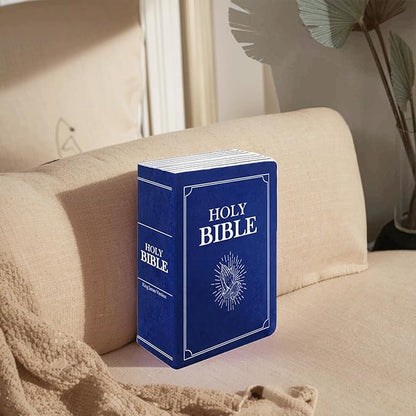 The Holy Bible Pillow Plush- Book Shape, Openable, Cozy Faith Bible Pillow Christian Bible Verse Pillow (Blue)
