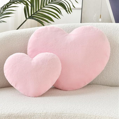 Petrella Throw Pillows Heart Pillow Cute Fuzzy Pillows for Bed Livingroom Home Decor Cushion Decorative Aesthetic Preppy Pillows Pink1,Small 13"x10"