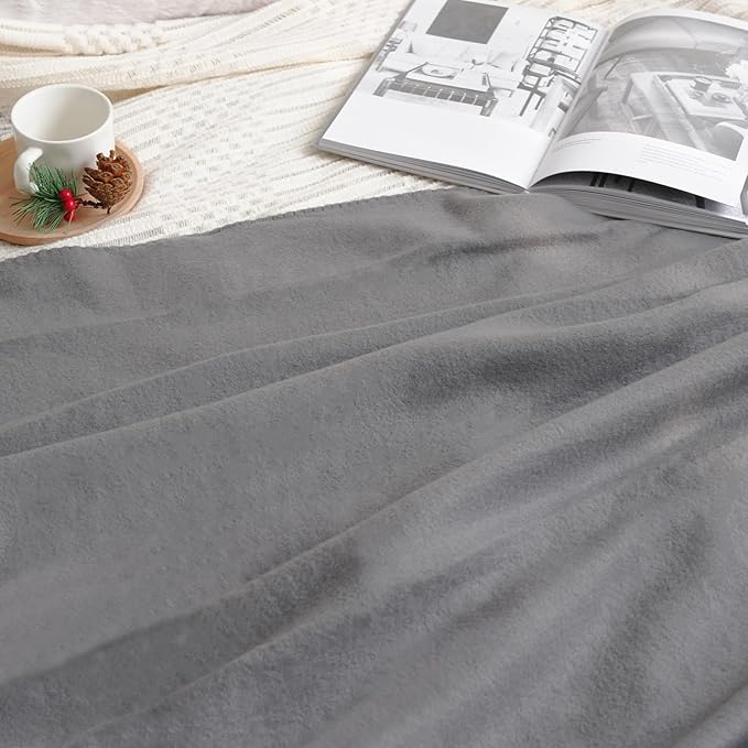 ZYFZCYBL Fleece Throw Blankets Lightweight Warm Soft Cozy Pet-Friendly Bulk Fleece Throw Blanket Solid for Home Bed, Sofa，Office,Gifts, Couch (Pack of 6-50 x 60 inch，Grey)