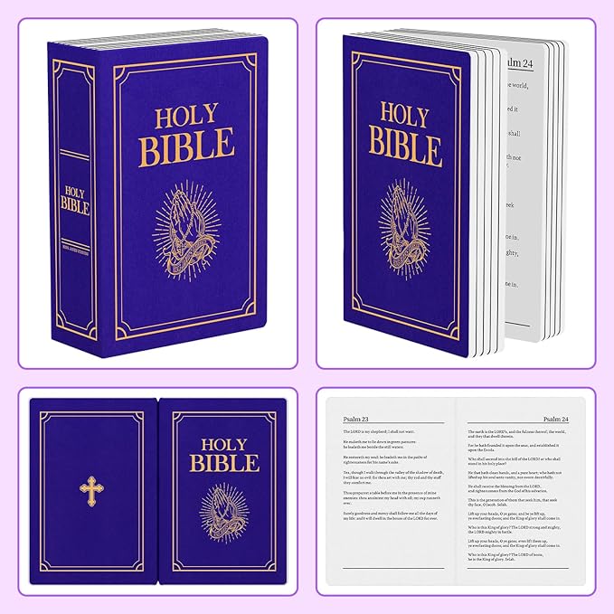 Holy Bible Pillow, Bible Pillow Book Plush That Opens, Home Aesthetic Room Decorative, Soft Stuffed Pillows, Christmas Cartoon Throw Pillows (Purple)