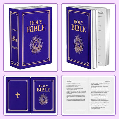 Holy Bible Pillow, Bible Pillow Book Plush That Opens, Home Aesthetic Room Decorative, Soft Stuffed Pillows, Christmas Cartoon Throw Pillows (Purple)