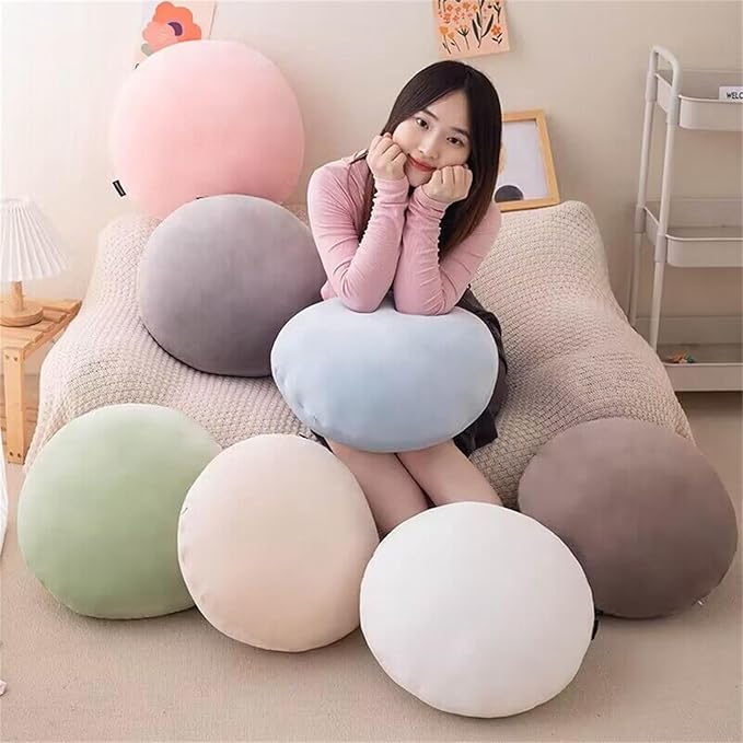 MOJUN Round Throw Pillow, 15.7" Soft Solid Color Round Sofa Lumbar Pillow Floor Pillow Home Decorative Pillow Cushion for Couch Car Living Room Bedroom, Brown