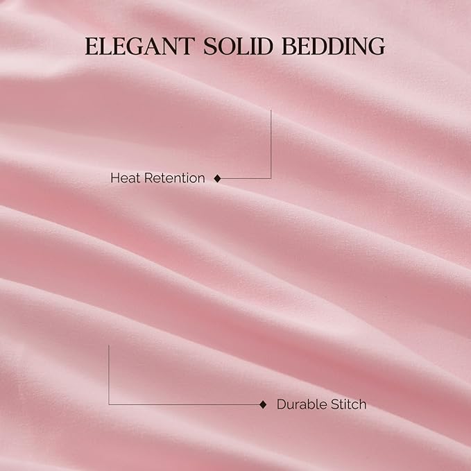 Andency Pink King Size Comforter Set, 3 Pieces Boho Solid Bedding Comforters & Sets for Women Men, Soft Lightweight Fluffy All Season Down Alternative Bed Set