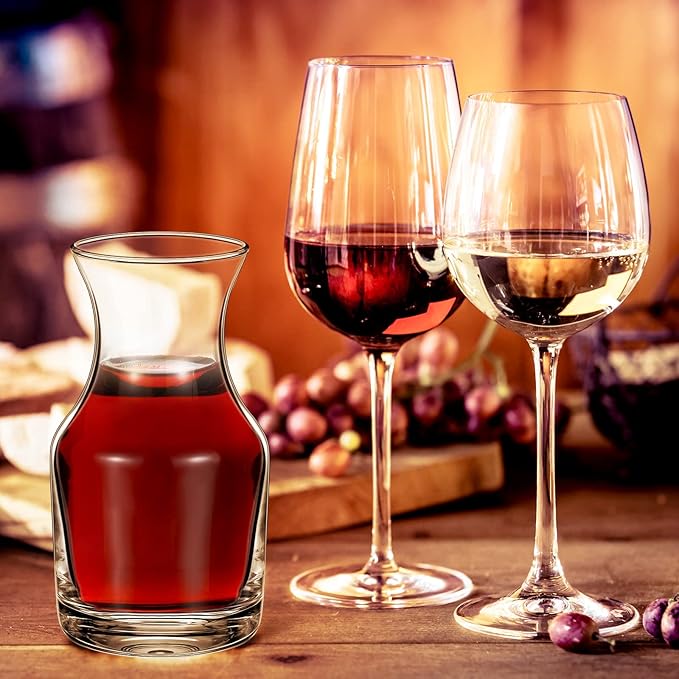 6 Pack Single Serving Wine Carafe Glass Small Mini Carafe Individual Wine Refill Decanter for Dinner Parties Tastings Bars Restaurants (7.7 oz)