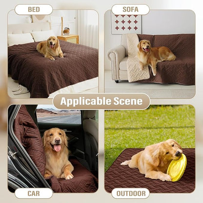 BOCTOPUG Dog Bed Cover for Pets Blankets Rug Pads for Couch Protection Waterproof Bed Covers Dog Blanket Furniture Protector Reusable Changing Pad (Brown+Beige, 40"x60")