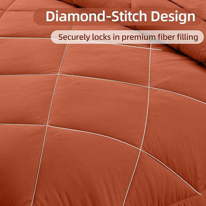 FUANNA 7 Pieces Queen Comforter Set, All Season Bed in a Bag Queen Size, Luxury Soft Bedding Sets with Comforter, Flat Sheet, Fitted Sheet, Pillowcases & Pillow Shams, Burnt Orange