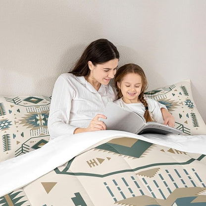 American Southwest Bedding Set Full Size Indian Tribal Aztec Style Comforter Set for Kids Teens Adults Women Bedroom Decor Geometric Abstract Arrow Quilt Set Boho Beige Duvet Insert 3pcs