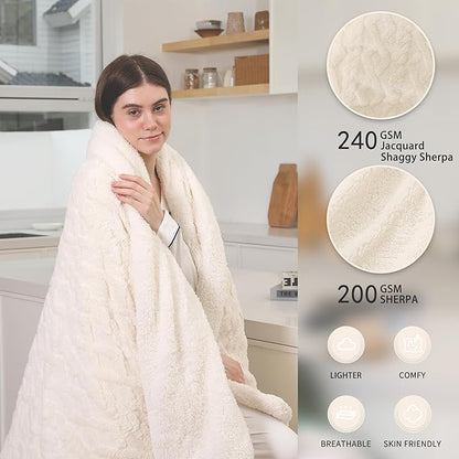 Heating Blanket Twin Size Extra-Thick and Warm Electric Blanket with 10 Hour Auto Off & 5 Heating Levels, 3D Pattern Design and Overheating Protection, White