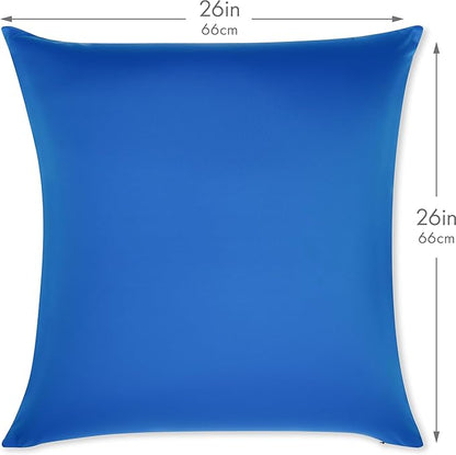 PILLOWY 26"x26" Throw Pillowcases (Cover Only) - 85/15 Nylon, Spandex - Luxurious, Silky, Stretchy & Soft - 1Pcs Solid Color - A Perfect Choice for Couch Chairs Sofa Bed Adult/Kids Bedroom, Yeal Blue