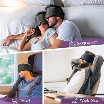 Sleep Mask for Side Sleepers, Blackout Eye Mask with Soft & Breathable Fabric, Comfort-Fit Nose Bridge & Adjustable Strap for Women and Men (Black)