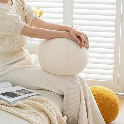 11.8 inch Ball Pillow Round Decorative Pillow Grey Sphere Shaped Throw Pillows Soft Nordic Style Boucle Pillows Cushion for Bed Couch Living Sofa Room Decor