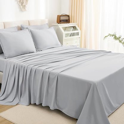 Litanika Twin/Twin XL Size Comforter Sets Grey Light Grey - 5 Pieces Bed in a Bag Twin/Twin XL Bedding Comforter Sets, Solid Lightweight Bed Set with Comforter, Sheets, Pillowcase & Sham