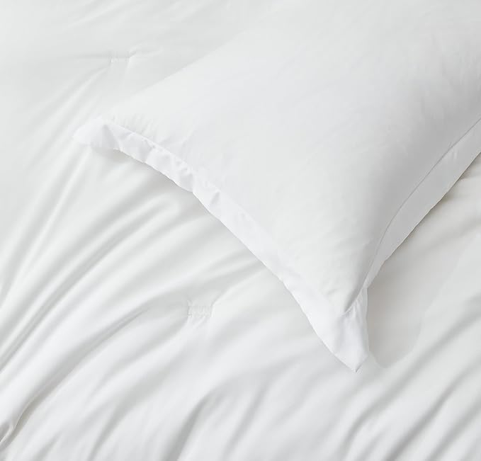 Chezmoi Collection Cliff 3-Piece Lightweight Cooling Comforter Set, King - Rayon Derived from Bamboo & Polyester Blended, Soft Breathable Bedding for Hot Sleepers, White